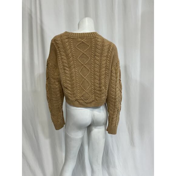 Camila Coelho 'Carmen' Beige Cropped Cable Crew Size S - Picture 3 of 5